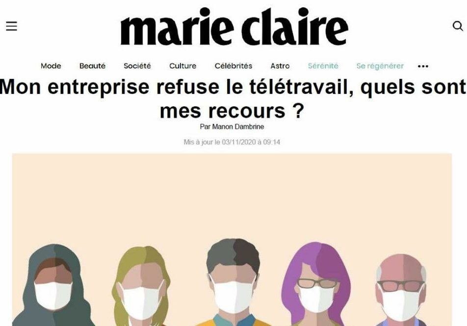 Mon entreprise refuse le télétravail - Marie Claire - 2020-11